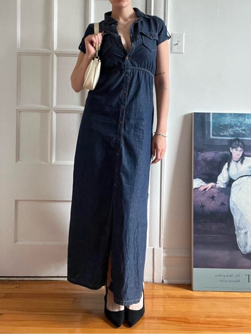 Size Small Denim Button Up Maxi Dress
